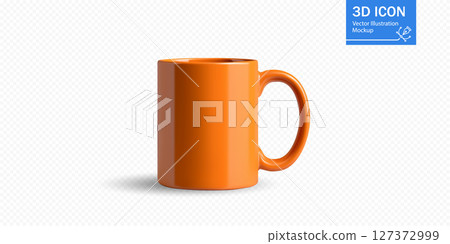 Mockup of an orange cup displayed against a simple background for design purposes Mockup of an orange cup displayed against a simple background for design purposes 127372999