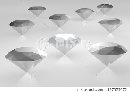 Diamonds on grey background - 3D illustration 127373072