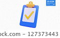 3D clipboard with a checkmark 127373443