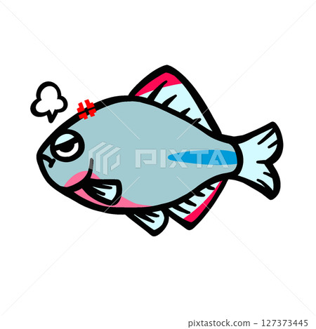 一隻可愛的憤怒的 yaritanago 魚的插圖 一隻可愛的憤怒的 yaritanago 魚的插圖 127373445