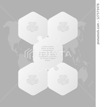 Puzzle diagram infographic process on 5 parts Puzzle diagram infographic process on 5 parts 127373478