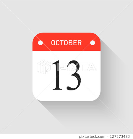 Vector icon page day calendar - 13 October month 127373483