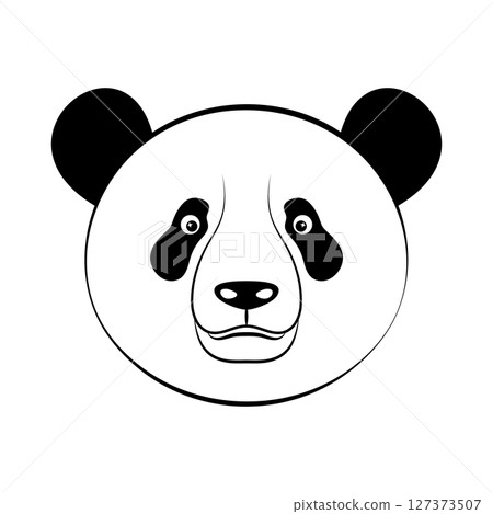 Cute Panda Face Vector Illustration. The design features the pandas round head with two large, black ears, expressive eyes with black patches, a small oval nose and a subtle smile. Cute Panda Face Vector Illustration. The design features the pandas round head with two large, black ears, expressive eyes with black patches, a small oval nose and a subtle smile. 127373507