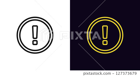 Outline exclamation sign, with editable stroke. Warning icon with exclamation mark, round caution sign. Risk attention icon, error caution, alarm, important message, danger alert sign. Vector icon Outline exclamation sign, with editable stroke. Warning icon with exclamation mark, round caution sign. Risk attention icon, error caution, alarm, important message, danger alert sign. Vector icon 127373679