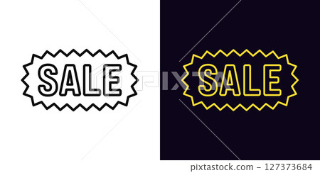 Outline sale icon, with editable stroke. Promo tag with text Sale, special discount. Sale season and shopping, benefit offer, sell out, promotion badge, flash deal, advertisement. Vector icon 127373684