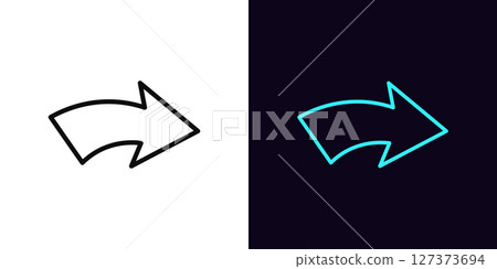 Outline curved arrow icon, with editable stroke. Bent arrow icon, curved pointer. Interface navigation, bent arrowhead indicator, direction to move, information pointer, motion arrow. Vector icon Outline curved arrow icon, with editable stroke. Bent arrow icon, curved pointer. Interface navigation, bent arrowhead indicator, direction to move, information pointer, motion arrow. Vector icon 127373694