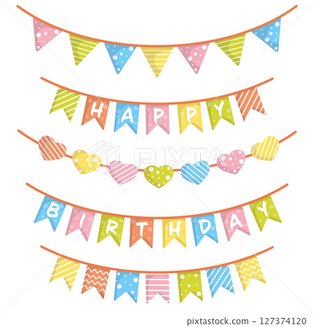 set of bright flags for birthday set of bright flags for birthday 127374120