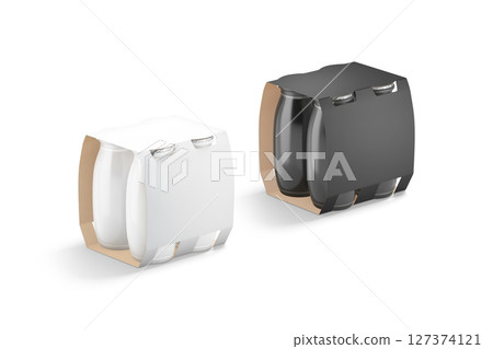 Blank black and white drinkable yogurt in paper pack mockup Blank black and white drinkable yogurt in paper pack mockup 127374121