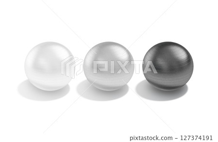 Blank black, white and silver pilates ball mockup, side view Blank black, white and silver pilates ball mockup, side view 127374191
