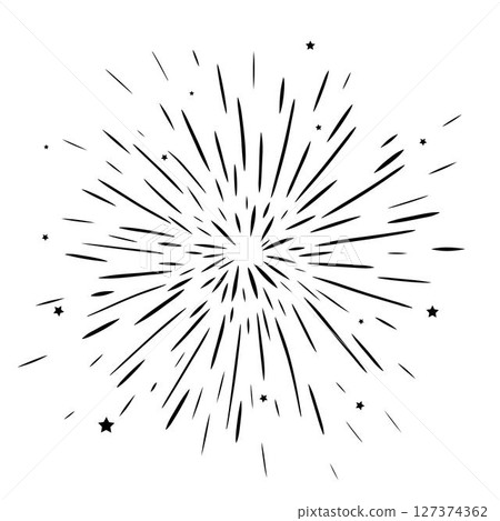 Confetti firework black and white falling composition isolated. Vector graphic line ink illustration. Party festive firework. Carnival confetti isolated on white background. 127374362