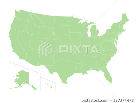 Map of the United States with administrative divisions (with administrative division lines) 127374478