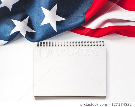 American Flag on white background. Greeting card 127374522