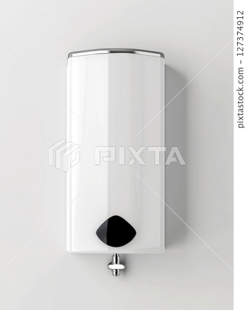 Modern water heater with sleek design and chrome accents for efficient home heating solutions 127374912