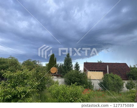 Dark storm clouds gathering before rain Dark storm clouds gathering before rain 127375089