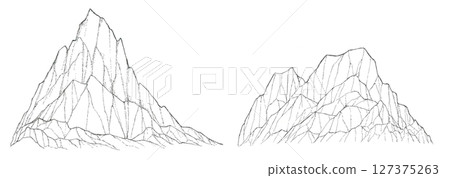 Line drawing of a rocky mountain 127375263