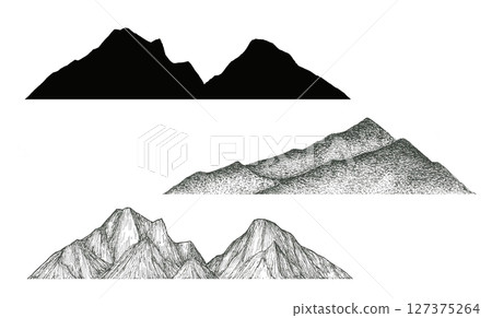 手繪山脈插圖 127375264