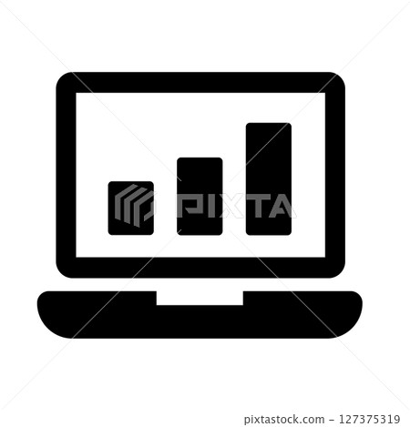 Laptop icon with a bar graph Laptop icon with a bar graph 127375319