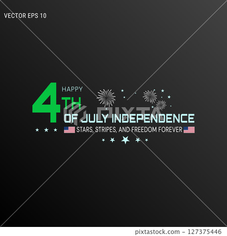 Vibrant Green Fireworks 4th of July Art 127375446