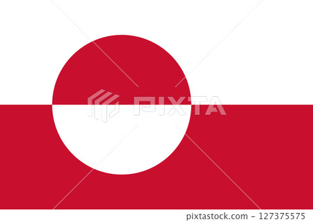 Flag of Greenland. The bold colors and circular design represent the island identity and culture, captivating viewers nearby. Flag of Greenland. The bold colors and circular design represent the island identity and culture, captivating viewers nearby. 127375575