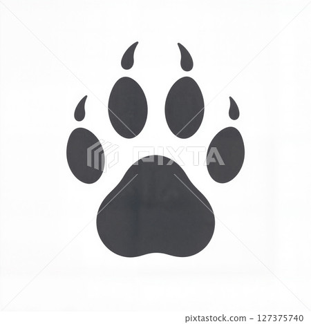 Detailed raccoon paw print illustration on white background, symbolism of wildlife 127375740