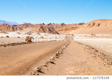 Dirt road perspective view,Chile Dirt road perspective view,Chile 127376188