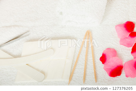 Manicurist set, cuticles wooden sticks and files Manicurist set, cuticles wooden sticks and files 127376205