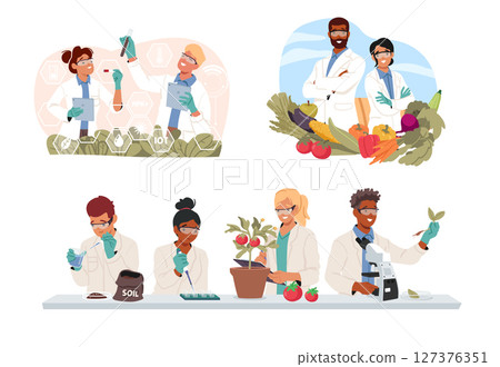 People scientist studying plants cultivating, breeding and producing excellent natural harvest 127376351