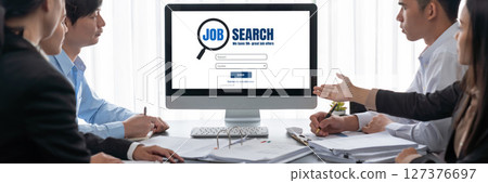 Analyst team working on data analysis dashboard on laptop screen. Insight Analyst team working on data analysis dashboard on laptop screen. Insight 127376697