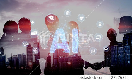 AI Brain Processing Data with Generative Artificial Intelligence Concept Muxer 127376813