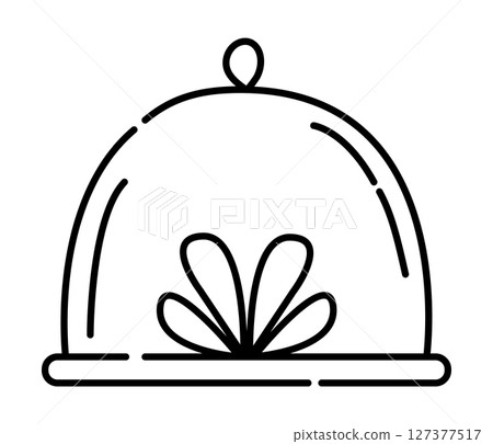 Cake stand black and white vector line icon 127377517
