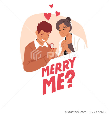 Marry me proposal cartoon bubble scene with happy emotional beloved couple vector illustration Marry me proposal cartoon bubble scene with happy emotional beloved couple vector illustration 127377612