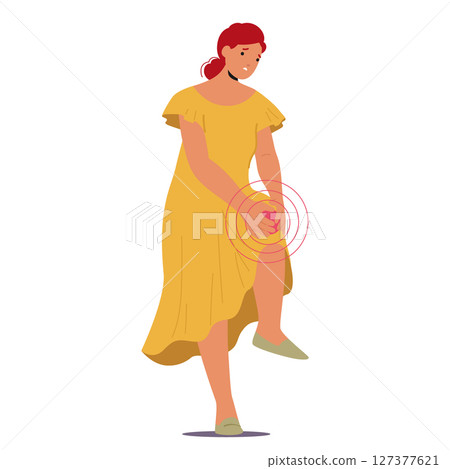 Woman cartoon character suffering from joint pain menopause symptom isolated on white background 127377621