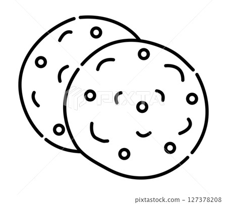 Cookie black and white vector line illustration Cookie black and white vector line illustration 127378208