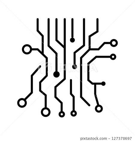 抽象電路板簡單的黑色和白色圖標 127378697