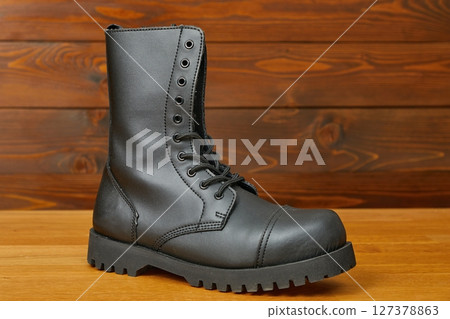 Leather boot with steel cap toes Leather boot with steel cap toes 127378863