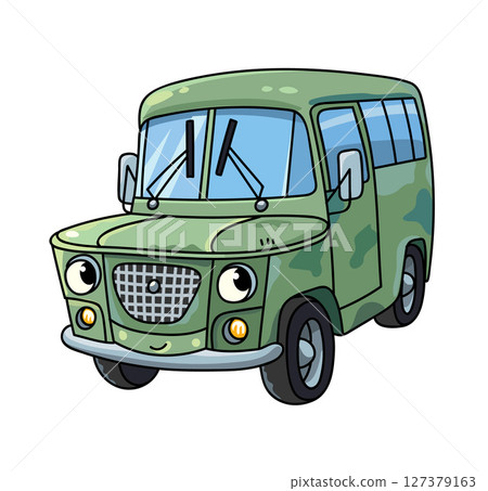 Funny rusty bus or van with eyes. Funny rusty bus or van with eyes. 127379163