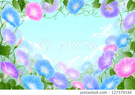 漸層與露水牽牛花框架 127379180