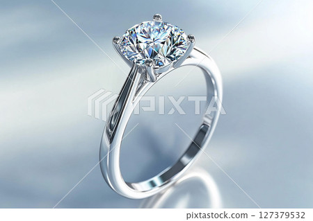 Sparkling single diamond engagement ring | Elegant and sophisticated jewelry visual material Sparkling single diamond engagement ring | Elegant and sophisticated jewelry visual material 127379532