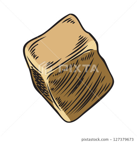 Maca root cube piece vector sketch, hand drawn cut brown tuber superfood, organic seasoning, condiment ingredient Maca root cube piece vector sketch, hand drawn cut brown tuber superfood, organic seasoning, condiment ingredient 127379673