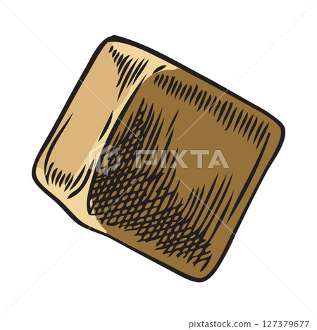 Maca root cube piece vector sketch, hand drawn cut tuber superfood, organic seasoning, condiment ingredient 127379677