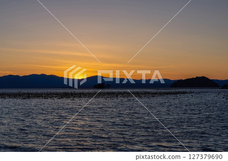 Lake Biwa sunset scene just after sunset Lake Biwa sunset scene just after sunset 127379690