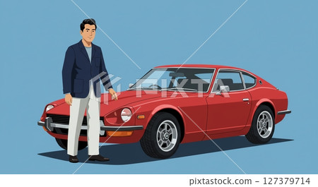 週末開始了！一個男人開車的剪影 127379714