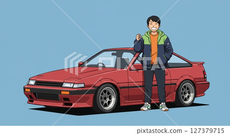 被柔和的光線包圍。與愛車共度悠閒時光。 被柔和的光線包圍。與愛車共度悠閒時光。 127379715