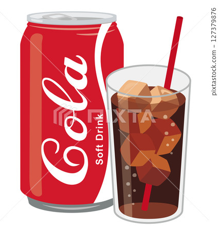 Canned juice_Cola (can and glass) 127379876