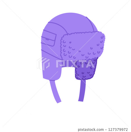 Trapper Hat with pocket. Winter Head Fashion accessory cap with fur clothing technical illustration. Vector headgear Trapper Hat with pocket. Winter Head Fashion accessory cap with fur clothing technical illustration. Vector headgear 127379972
