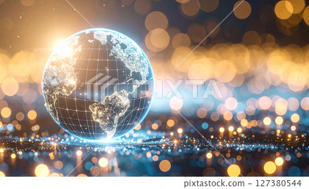 anotechnology particles forming a rotating globe. Generated Image anotechnology particles forming a rotating globe. Generated Image 127380544