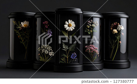 Pressed flower arrangements under glass. Background concept. Generated Image 127380777