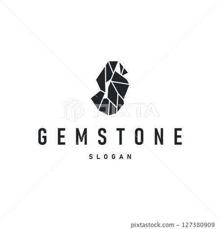 gemstone logo design natural gemstone chunks with a modern simple line concept as a symbol of jewelry simple illustration template 127380909