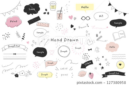 Handwritten speech bubble set Handwritten speech bubble set 127380958