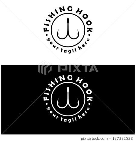 fishing hook logo design, fishing bait, fishing shop, tournament, angler, fishing community 127381528